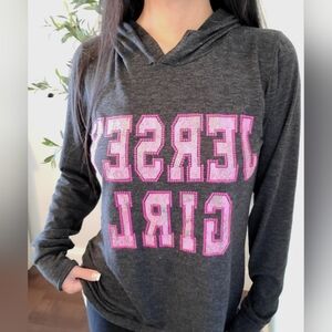 Gray and Pink Jersey Girls Hoodie